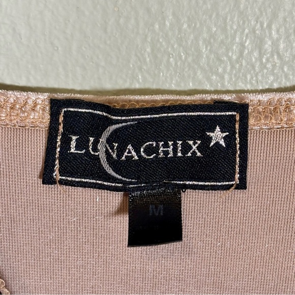 Lunachix Slip Dress-Gold Velvet with Black Lace Trim-Women Medium - Picture 5 of 8